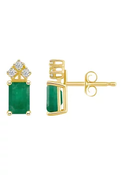 Promo 🥰 14K Gold 6x4 Emerald Cut Emerald 1/8 Cttw Diamond Earrings by Belk & Co. ⭐ -DealsBelk & Co. Store Belk 30477