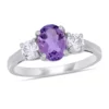 Discount 🔥 Oval Cut Amethyst and Created White Sapphire 3-Stone Ring in Sterling Silver by Belk & Co. ❤️