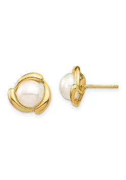 Cheap 🔥 14K Yellow Gold 7-8mm Yellow Button Freshwater Cultured Pearl Post Earrings by Belk & Co. 🥰