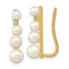 New ✨ 0.016 ct. t.w. Diamond and 3-5mm Freshwater Cultured Pearl Ear Climber Earrings in 14K Yellow Gold by Belk & Co. 👏