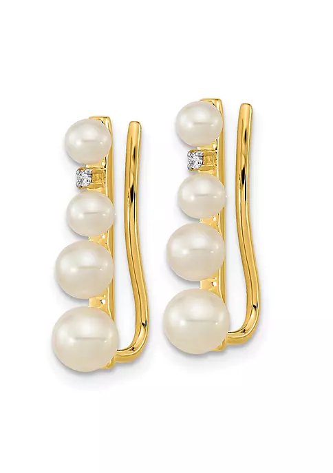 New ✨ 0.016 ct. t.w. Diamond and 3-5mm Freshwater Cultured Pearl Ear Climber Earrings in 14K Yellow Gold by Belk & Co. 👏 2 New ✨ 0.016 ct. t.w. Diamond and 3-5mm Freshwater Cultured Pearl Ear Climber Earrings in 14K Yellow Gold by Belk & Co. 👏 - Image 2