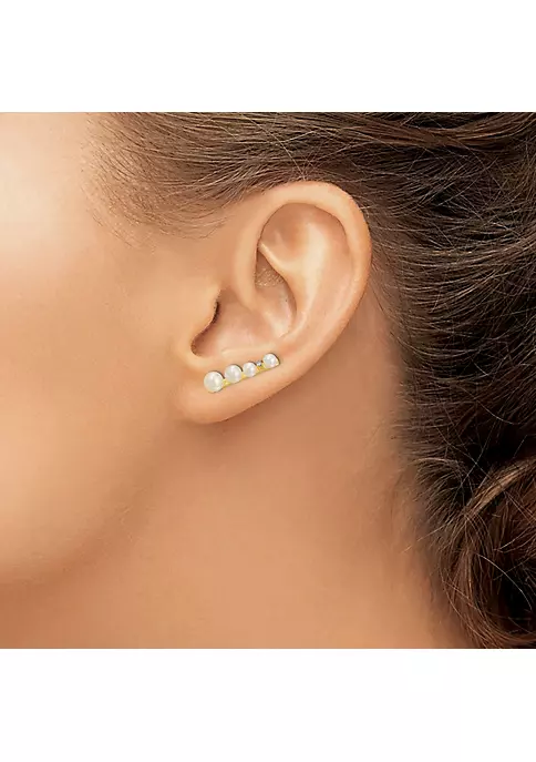 New ✨ 0.016 ct. t.w. Diamond and 3-5mm Freshwater Cultured Pearl Ear Climber Earrings in 14K Yellow Gold by Belk & Co. 👏 3 New ✨ 0.016 ct. t.w. Diamond and 3-5mm Freshwater Cultured Pearl Ear Climber Earrings in 14K Yellow Gold by Belk & Co. 👏 - Image 3