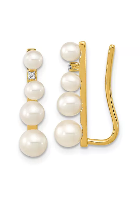 New ✨ 0.016 ct. t.w. Diamond and 3-5mm Freshwater Cultured Pearl Ear Climber Earrings in 14K Yellow Gold by Belk & Co. 👏 5 New ✨ 0.016 ct. t.w. Diamond and 3-5mm Freshwater Cultured Pearl Ear Climber Earrings in 14K Yellow Gold by Belk & Co. 👏 - Image 5