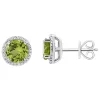 Coupon 🛒 Sterling Silver 7mm Round Peridot 1/6 CTTW Diamond Halo Stud Earrings by Belk & Co. ❤️