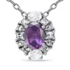Hot Sale 👍 1.75 ct.t.w. African Amethyst and White Topaz Halo Pendant Necklace in Sterling Silver by Belk & Co. 🔔