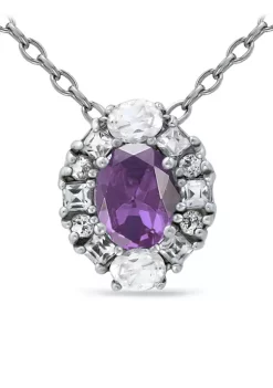 Hot Sale 👍 1.75 ct.t.w. African Amethyst and White Topaz Halo Pendant Necklace in Sterling Silver by Belk & Co. 🔔 -DealsBelk & Co. Store Belk 30533