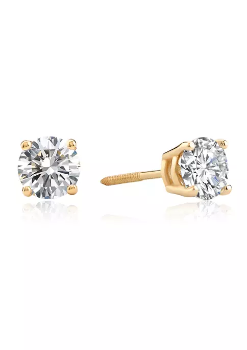 New 💯 1 ct. t.w. Lab Created Diamond IGI Certified Solitaire Stud Earrings in 14K Yellow Gold by Belk & Co. ⌛ 2 New 💯 1 ct. t.w. Lab Created Diamond IGI Certified Solitaire Stud Earrings in 14K Yellow Gold by Belk & Co. ⌛ - Image 2