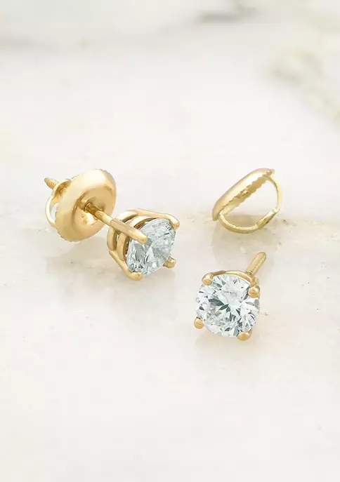 New 💯 1 ct. t.w. Lab Created Diamond IGI Certified Solitaire Stud Earrings in 14K Yellow Gold by Belk & Co. ⌛ 3 New 💯 1 ct. t.w. Lab Created Diamond IGI Certified Solitaire Stud Earrings in 14K Yellow Gold by Belk & Co. ⌛ - Image 3