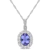 Discount ⭐ 1.88 ct. t.g.w. Tanzanite, White Topaz and Diamond Accent Vintage Halo Pendant with Chain in 14K White Gold by Belk & Co. 🌟