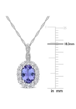 Discount ⭐ 1.88 ct. t.g.w. Tanzanite, White Topaz and Diamond Accent Vintage Halo Pendant with Chain in 14K White Gold by Belk & Co. 🌟 -DealsBelk & Co. Store Belk 30551