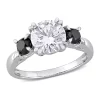 Wholesale 🧨 2 ct. t.w. Created Moissanite and 3/4 ct. t.w. Black Diamond 3-Stone Engagement Ring in 10K White Gold by Belk & Co. ⭐
