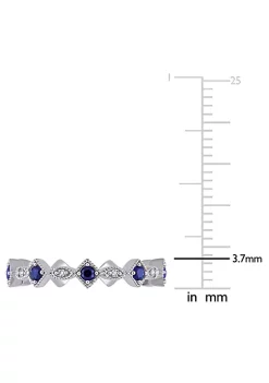 Best Sale ❤️ 1/2 ct. t.g.w. Created Blue Sapphire and 1/10 ct. t.w. Diamond Stackable Ring in 10K White Gold by Belk & Co. ⌛ -DealsBelk & Co. Store Belk 30570