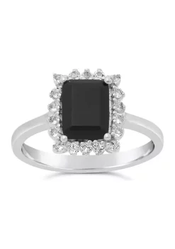 Buy 😉 1.4 ct. t.w. Black Onyx and 3/8 ct. t.w. White Topaz Ring in Sterling Silver by Belk & Co. 🤩