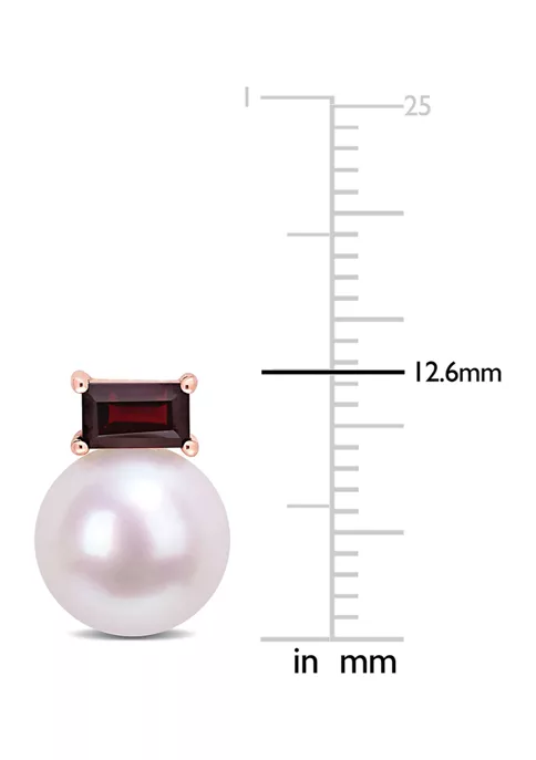 Outlet ๐งจ 9-9.5mm Cultured Freshwater Pearl and 4/5 CT TGW Garnet Stud Earrings in 10k Rose Gold by Belk & Co. ๐ฅ 3 Outlet ๐งจ 9-9.5mm Cultured Freshwater Pearl and 4/5 CT TGW Garnet Stud Earrings in 10k Rose Gold by Belk & Co. ๐ฅ - Image 3