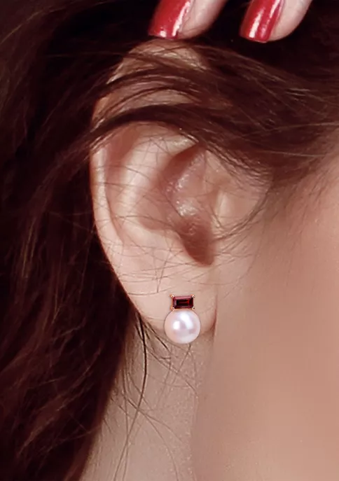 Outlet ๐งจ 9-9.5mm Cultured Freshwater Pearl and 4/5 CT TGW Garnet Stud Earrings in 10k Rose Gold by Belk & Co. ๐ฅ 4 Outlet ๐งจ 9-9.5mm Cultured Freshwater Pearl and 4/5 CT TGW Garnet Stud Earrings in 10k Rose Gold by Belk & Co. ๐ฅ - Image 4