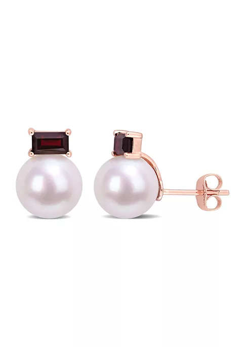 Outlet ๐งจ 9-9.5mm Cultured Freshwater Pearl and 4/5 CT TGW Garnet Stud Earrings in 10k Rose Gold by Belk & Co. ๐ฅ 5 Outlet ๐งจ 9-9.5mm Cultured Freshwater Pearl and 4/5 CT TGW Garnet Stud Earrings in 10k Rose Gold by Belk & Co. ๐ฅ - Image 5
