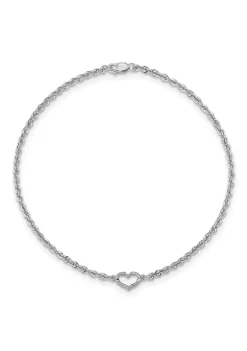 Hot Sale 🤩 14K White Gold Diamond Cut Rope with Heart 10 Inch Anklet by Belk & Co. 👏 -DealsBelk & Co. Store Belk 30592