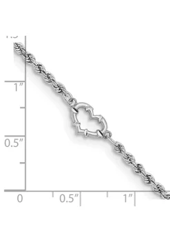 Hot Sale 🤩 14K White Gold Diamond Cut Rope with Heart 10 Inch Anklet by Belk & Co. 👏 -DealsBelk & Co. Store Belk 30593