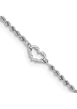 Hot Sale 🤩 14K White Gold Diamond Cut Rope with Heart 10 Inch Anklet by Belk & Co. 👏 -DealsBelk & Co. Store Belk 30594