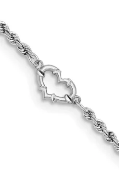Hot Sale 🤩 14K White Gold Diamond Cut Rope with Heart 10 Inch Anklet by Belk & Co. 👏 -DealsBelk & Co. Store Belk 30595
