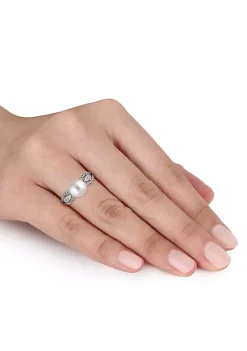 Brand new 👏 Sterling Silver White Cultured Freshwater Pearl and Diamond Ring by Belk & Co. 🤩 -DealsBelk & Co. Store Belk 30621