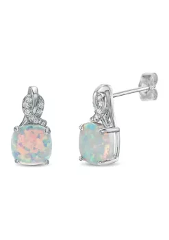 Wholesale 🧨 Lab Created 1.2 ct. t.w. Created Opal and 0.08 ct. TDW Diamond Earrings in Sterling Silver by Belk & Co. 🤩