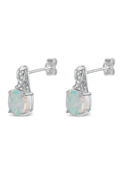 Wholesale 🧨 Lab Created 1.2 ct. t.w. Created Opal and 0.08 ct. TDW Diamond Earrings in Sterling Silver by Belk & Co. 🤩 -DealsBelk & Co. Store Belk 30628
