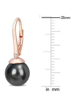 Promo ✨ 8-8.5mm Black Tahitian Cultured Freshwater Pearl & Diamond Accent Leverback Earrings in Rose Plated Sterling Silver by Belk & Co. 😍 -DealsBelk & Co. Store Belk 30632