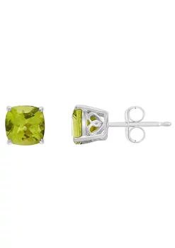 Wholesale 🧨 Sterling Silver 6mm Cushion Peridot Stud Earrings by Belk & Co. 😀