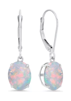 Top 10 ✨ Sterling Silver Oval Created Opal Dangle Earrings by Belk & Co. 🔥