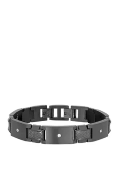 Best Pirce 🔔 Stainless Steel Carbon Fiber Bracelet with Cubic Zirconia and Extender by Belk & Co. ⭐ -DealsBelk & Co. Store Belk 30653