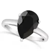 Flash Sale 🔥 Sterling Silver 12x8mm Pear Shape Black Agate Solitaire Ring by Belk & Co. 🧨