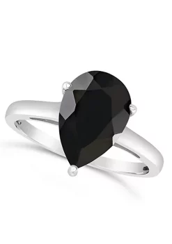 Flash Sale 🔥 Sterling Silver 12x8mm Pear Shape Black Agate Solitaire Ring by Belk & Co. 🧨 -DealsBelk & Co. Store Belk 30657