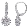 Buy 💯 1.69 ct. t.g.w. Lab Created Diamond Flower Leverback Earrings in 14K White Gold by Belk & Co. ⭐