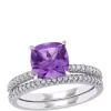 Cheapest ⌛ 2 Piece 1.75 ct. t.w. Amethyst and 1/4 ct. t.w. Diamond Bridal Set in 14k White Gold by Belk & Co. 🎁