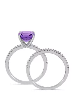 Cheapest ⌛ 2 Piece 1.75 ct. t.w. Amethyst and 1/4 ct. t.w. Diamond Bridal Set in 14k White Gold by Belk & Co. 🎁 -DealsBelk & Co. Store Belk 30711