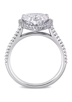 Outlet 😉 Lab Created 3 ct. t.w. Moissanite and 1/4 ct. t.w. Diamond Heart Halo Engagement Ring in 14k White Gold by Belk & Co. 💯 -DealsBelk & Co. Store Belk 30715