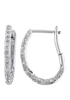 Outlet โจ 1/2 ct. t.w. Diamond Hoop Earrings in 10k White Gold by Belk & Co. ๐คฉ