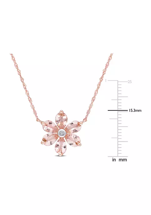 Outlet ❤️ 2.37 ct. t.w. Morganite and Diamond Accent Floral Necklace in 10k Rose Gold by Belk & Co. 💯 2 Outlet ❤️ 2.37 ct. t.w. Morganite and Diamond Accent Floral Necklace in 10k Rose Gold by Belk & Co. 💯 - Image 2