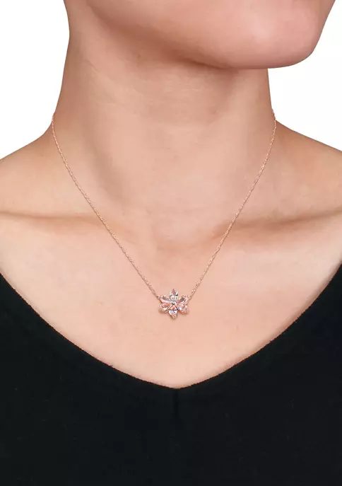 Outlet ❤️ 2.37 ct. t.w. Morganite and Diamond Accent Floral Necklace in 10k Rose Gold by Belk & Co. 💯 3 Outlet ❤️ 2.37 ct. t.w. Morganite and Diamond Accent Floral Necklace in 10k Rose Gold by Belk & Co. 💯 - Image 3