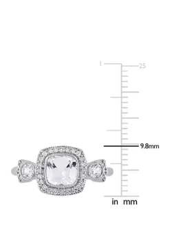 Coupon 😍 1.5 ct. t.w. Lab Created White Sapphire and 1/6 ct. t.w. Diamond Halo 3 Stone Ring in 10K White Gold by Belk & Co. 🔥 -DealsBelk & Co. Store Belk 30753