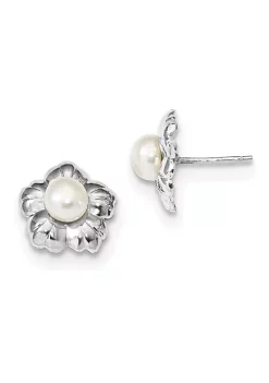 Best Pirce 🔥 14K White Gold 5-6mm White Button Freshwater Cultured Pearl Flower Post Earrings by Belk & Co. 🤩 -DealsBelk & Co. Store Belk 30769