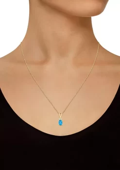 Hot Sale 🤩 14K Gold 7x5 Oval Blue Topaz Diamond Accent Pendant by Belk & Co. 😉 -DealsBelk & Co. Store Belk 30778