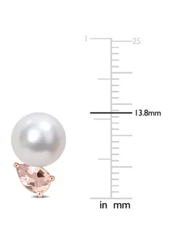 Top 10 🌟 8-9mm South Sea Cultured Freshwater Pearl and 4/5 CT TGW Morganite Stud Earrings in Rose Plated Sterling Silver by Belk & Co. 🎁 -DealsBelk & Co. Store Belk 30784