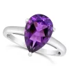 New ✨ Sterling Silver 12x8mm Pear Shape Amethyst Solitaire Ring by Belk & Co. 🧨