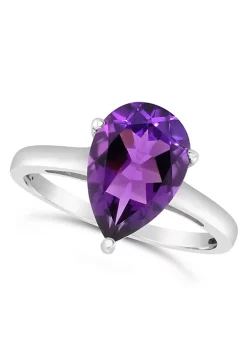 New ✨ Sterling Silver 12x8mm Pear Shape Amethyst Solitaire Ring by Belk & Co. 🧨 -DealsBelk & Co. Store Belk 30797