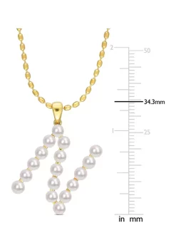 Brand new 😍 3.5-4 mm Cultured Freshwater Pearl "N" Initial Pendant with Chain in Yellow Plated Sterling Silver by Belk & Co. 🛒 -DealsBelk & Co. Store Belk 30811