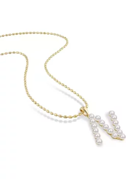 Brand new 😍 3.5-4 mm Cultured Freshwater Pearl "N" Initial Pendant with Chain in Yellow Plated Sterling Silver by Belk & Co. 🛒 -DealsBelk & Co. Store Belk 30812