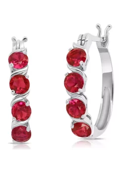 Outlet 🎉 2.2 ct. t.w. Lab Created Ruby Statement Hoop Earrings in Sterling Silver by Belk & Co. 🎁 -DealsBelk & Co. Store Belk 30815