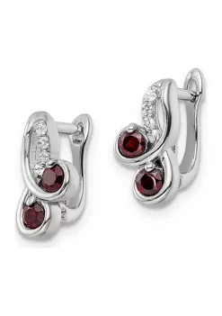 Brand new 👏 5/8 ct. t.w. Garnet and White Topaz Swirl Hinged Earrings in Rhodium-Plated Sterling Silver by Belk & Co. 🔔